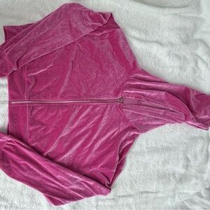 Pink Velvet Zip-Up Jacket & Pants Set